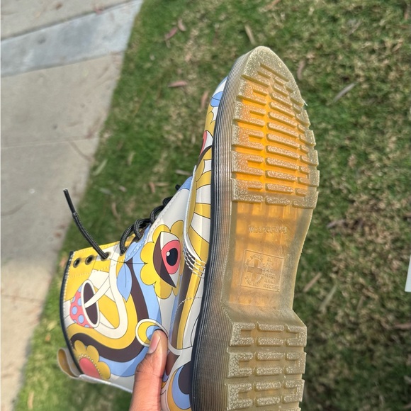 Dr. Martens Yellow and Blue Patterned Boots - Picture 5 of 5